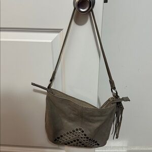 Women's Gray Sak Studded Leather Shoulder Bag